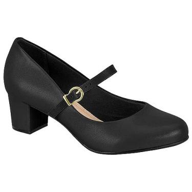 Imagem de Sapato Beira Rio Boneca Salto Alto Feminino Bico Redondo Conforto Cor:Preto;Tamanho:34;Gênero:Feminino
