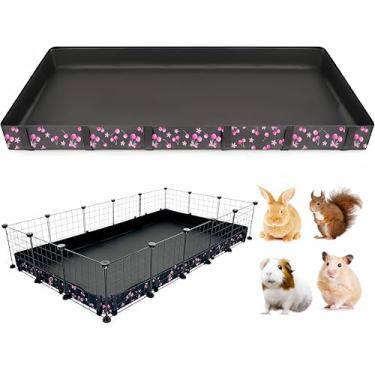 Imagem de DZWLKJ Forro de gaiola de porquinho-da-índia, base de lona lavável, gráfico de cereja, 91 cm x 152 cm, reutilizável para coelho, chinchila, ouriço, furão e outros animais pequenos.