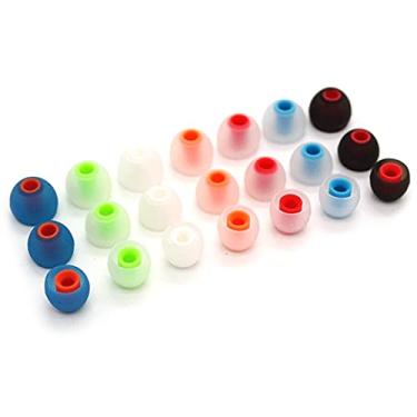 Imagem de 6 Pares 12 PCS de Fone Ouvido Intra-auricular Silicone Macio Pontas Eartips Bicolor Almofadas para Fones Borda Mais Fina Uso Confortável Sem Cheiro Isolamento Ruído Aprimoramento Som Baixo Fit Univers