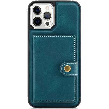 Imagem de MAALYA Capa para Iphone11/11 Pro/11 Pro Max, capa de couro PU vintage, com slots de cartão destacáveis Kickstand TPU Bumper Capa à prova de choque (Cor: Azul, Tamanho: 11pro max 6,5 polegadas)