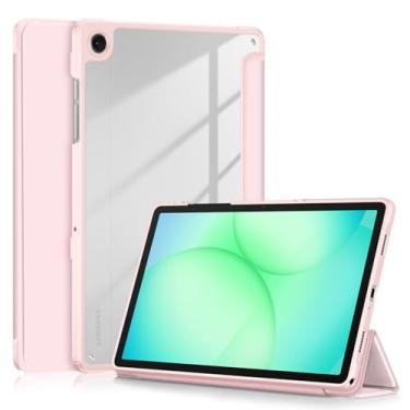 Imagem de Gylint Capa para Samsung Galaxy Tab A11 Plus 2025 11 polegadas (SM-X230/SM-X235), capa híbrida fina à prova de choque com capa traseira transparente transparente, rosa despertar/hibernar automático