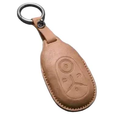 Imagem de Couro do carro chave fob caso capa titular compatível com geely ex2 geome xingyuan ex2 2025 2026 chave escudo chaveiro acessório(F1)