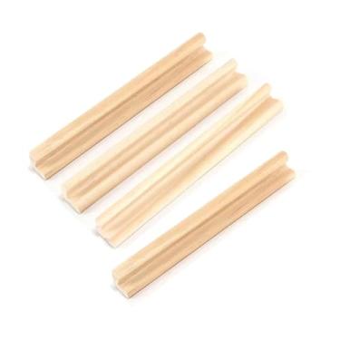 Imagem de 4 peças de suporte de azulejo de madeira Scrabble Letter Tile Holder Bandeja de madeira para artesanato e azulejos de letras, 19 x 2 x 1,7 cm