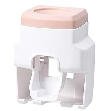 Imagem de Dispenser automático de creme dental com 2 espaços para suportes conjunto espremedor montado na parede tecnologia espremer sem contato pia banheiro fa