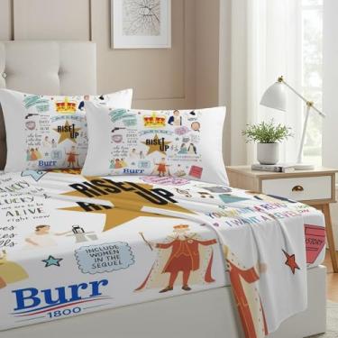 Imagem de Allenjoy Jogo de lençol com elástico, lençol de cima e 2 fronhas para homens, mulheres, adolescentes, fãs de irmão, quarto de bebê, lavável à máquina, durável, tamanho casal