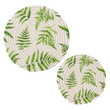 Imagem de Wassud Conjunto de tripé de folhas para pratos quentes, suportes redondos de algodão, almofadas quentes, porta-copos elegantes, decoração de cozinha e acessórios, 2 peças