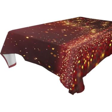 Imagem de Blueangle Glowing Stars Toalha de mesa para árvore de Natal – Toalha de mesa retangular de poliéster impermeável e resistente a manchas para ambientes internos e externos, 152 x 228 cm (495)