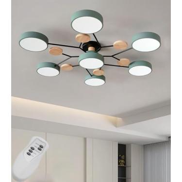 Imagem de Lustre de LED moderno em formato de flor, com intensidade regulável, controle remoto e temperatura de cor ajustável. Luminária em acrílico para sala de estar, quarto e sala de jantar. 84W (v