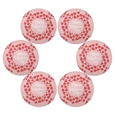 Imagem de Wassud Jogo americano conjunto de 6 tapetes redondos com moldura de coração para cozinha e jantar, tapetes laváveis e resistentes ao calor, decoração de mesa 39 cm