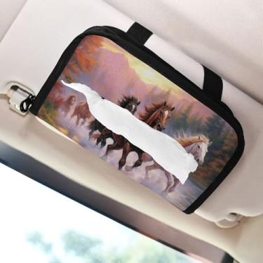 Imagem de SEHANY Suporte de lenços de carro Majestic Horse, caixa de lenços para carro, viseira solar, porta-guardanapos retangular, dispensador de máscara de carro, caixa de lenços de papel para automóveis