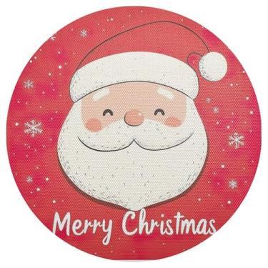 Imagem de xigua Jogo americano redondo de Natal Papai Noel, conjunto de 6, tapete de mesa redondo antiderrapante resistente ao calor, tapetes de mesa de 48 cm para decoração de cozinha, jantar e festa