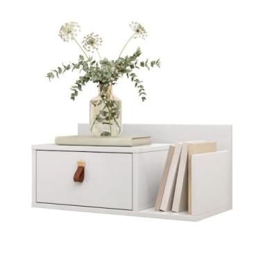 Imagem de Mesa De Cabeceira Suspensa Móveis Moderno Design Nicho Compacta Decore Prateleira Quarto Cama Casa (Branco Brilho)