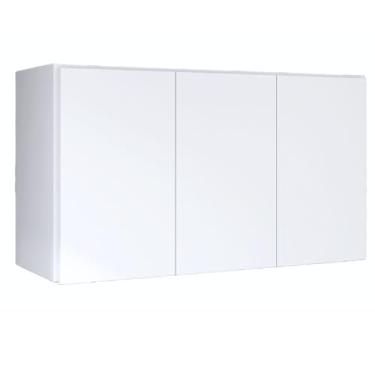 Imagem de Armário Superior de Cozinha Branco, 3 Portas, Acabamento em Laca, Design Moderno (Branco)