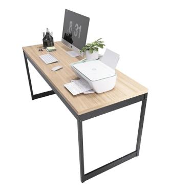 Imagem de Mesa de Escritório Moderna, Estrutura em Metal, Design Minimalista, Ideal para Home Office (Mel)