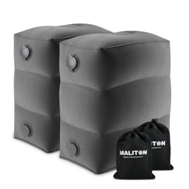 Imagem de Maliton Travesseiro inflável para descanso de pés para viagens aéreas, itens essenciais para viagens de avião infantil, descanso para pés de assento de carro para crianças, travesseiro de descanso de perna com altura ajustável para avião, casa, escritório (cinza escuro, pacote com 2)