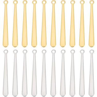 Imagem de 20 pingentes de aço inoxidável de 2 cores, pingentes dourados e prateados em forma de lágrima, berloque de fabricação de joias a granel para colar, pulseira, brinco ou presente de Dia dos Namorados, 3