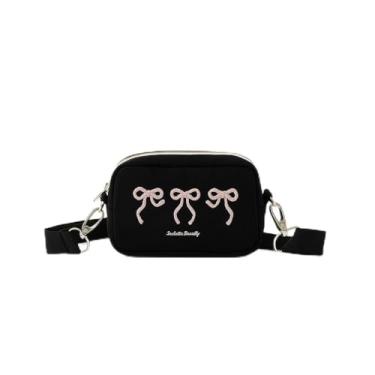 Imagem de Bolsa de ombro bordada, bolsa transversal delicada com detalhes femininos, bolsa pequena feminina, Preto, Medium, Mochila casual