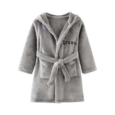 Imagem de Pijamas De Flanela Para Crianças, Robe Macio Com Capuz, Roupas De Dorm