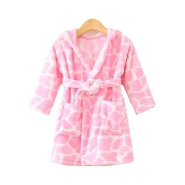 Imagem de Pijamas De Flanela Para Crianças, Robe Macio Com Capuz, Roupas De Dorm