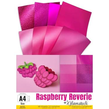 Imagem de Punch Bunch Raspberry Reverie Glamstock – Livro de cartolina rosa premium com papéis perolados, cetim, alumínio e glitter, 48 páginas, tamanho A4, para álbuns, artesanato e convites