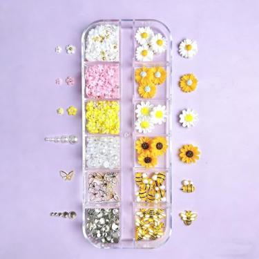 Imagem de Kit de decoração de unhas de abelha 3D com caixa de armazenamento de acrílico, pérolas de strass e pingentes para manicure, faça você mesmo, salão de beleza, casa, multicolorido