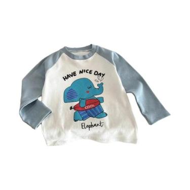 Imagem de Camiseta De Algodão Infantil De Manga Longa Com Estampa De Desenho Ani