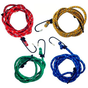 Imagem de Kit com 4 Cordas Elástica Extensor De 92 A 122cm Corda para Bagageiro Carga Moto Bike Bicicleta Caçamba
