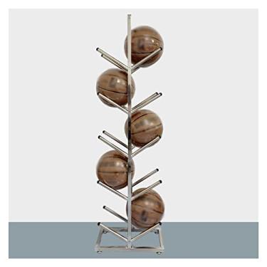 Imagem de Suporte para exibição de bolas internas, suporte de armazenamento de bolas, prateleira de basquete de aço inoxidável, suporte de exibição removível para vôlei e futebol