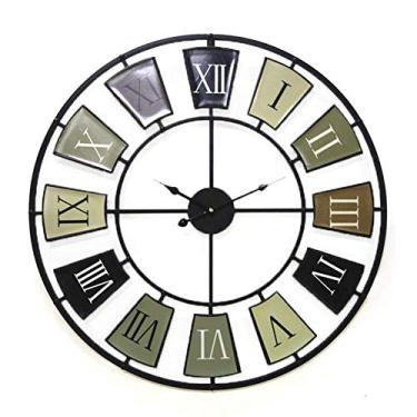 Imagem de Relógios de parede retrô de metal, grandes números romanos decorativos, relógio silencioso de esqueleto 3D para cozinha, quarto, jardim, sala de estar, estudo, escritório (H70 cm)