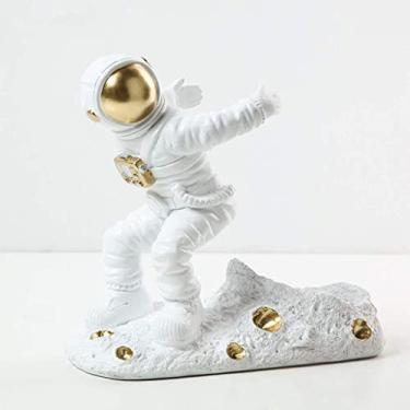Imagem de HHHJQFAAT Suporte de garrafa de vinho, estátua em forma de astronauta, suporte de garrafa de vinho de resina, suporte de escultura para casa, escritório, café, bar, restaurante, festa, presente