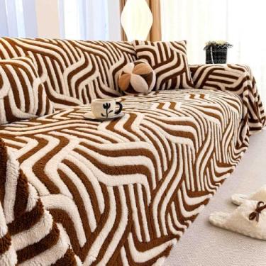 Imagem de Capa de sofá elástica, capa de sofá lavável, resistente a arranhões, resistente a arranhões e fácil instalação – ideal para uso doméstico com gatos, cães e crianças - marrom | 180 x 200 cm