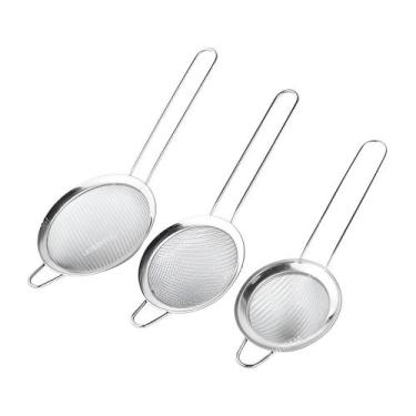 Imagem de Peneira de cozinha aço inox coador alimentos 3 peças cozinha - Facilit