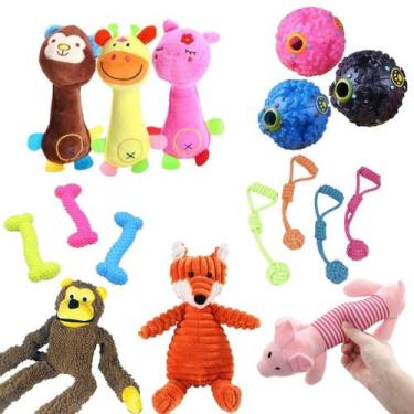 Imagem de Brinquedo de Cachorro Pet Corda Pelúcia Mordedor Bola Interativa com A