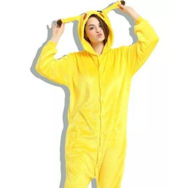 Imagem de Pijama Kigurumi Cosplay Pikachu Adulto Com Capuz Macacão Unissex - Fan