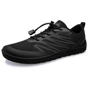 Imagem de WateLves Tênis masculino e feminino de largura larga minimalista Zero Drop Tênis de trilha para corrida e caminhada, Preto, 6 Wide Women/5 Wide Men