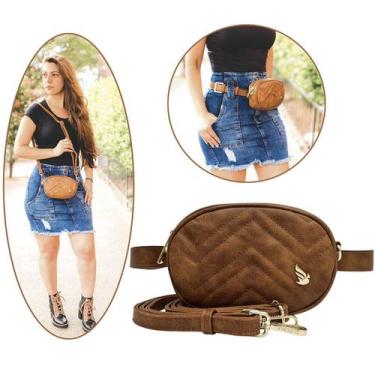Imagem de Bolsa Pochete Feminina Cintura Transversal Ombro Casual Trabalho Porta