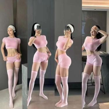 Imagem de Shorts De Yoga E Treino Femininos Com Cintura Baixa, Sem Costura, Com 