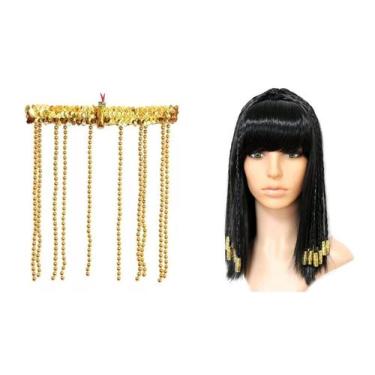 Imagem de Fantasia egipcia rainha grecia cleopatra peruca tiara adulto - MC PRES