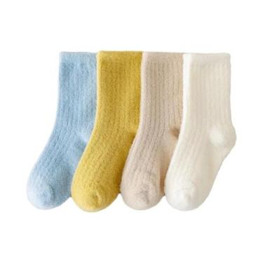Imagem de Meias Infantis Forradas De Lã Grossa Para Meninos E Meninas, 4 Pares D