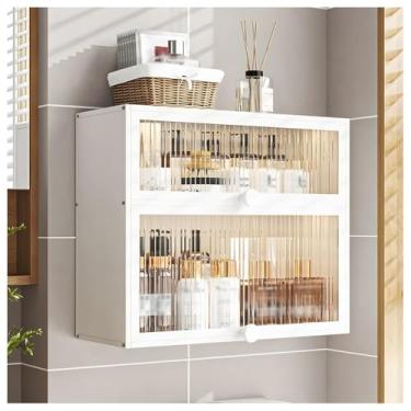 Imagem de Armário de armazenamento sobre o vaso sanitário - armário de exibição de porta de acrílico para casa sala de estar, cozinha, organizador de maquiagem montado na parede