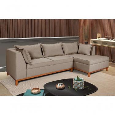 Imagem de Sofá Malta Chaise Living 4 Lugares Império Pés Madeira Linho 201