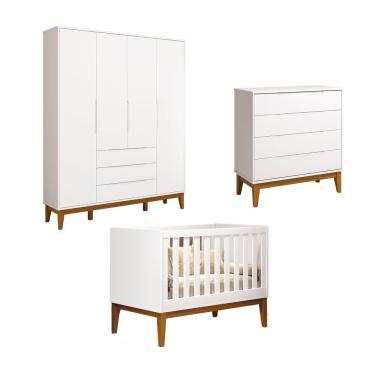 Imagem de Jogo De Quarto Classic Elfe Gaveteira Branco Fosco - Moveisaqui