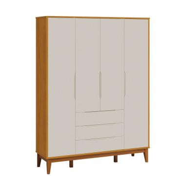 Imagem de Roupeiro Elfe Classic 4 Portas 3 Gavetas Areia Fosco Com Savana - Moveisaqui