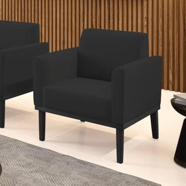 Imagem de Poltrona Decorativa Isabella Pés Fixo Em Madeira Preto Veludo Preto G19 - Gran Belo