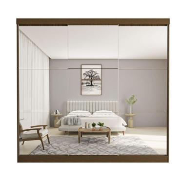 Imagem de Guarda Roupa Casal Isabela 3 Portas E 9 Espelhos Minastex Freijó