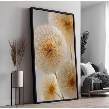 Imagem de Quadro com Moldura e Acrilico Cristal Vidro Dente de Leao Bege para Sa