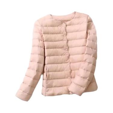 Imagem de Casaco Feminino Leve De Plumas Com Gola O Ou Gola V, Jaqueta Puffer Ac