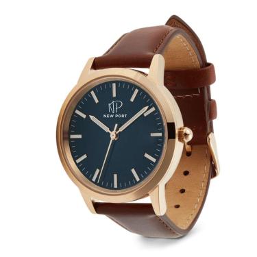 Imagem de Relógio Feminino Casual Rosê Pulseira Couro 40mm New Port-Feminino