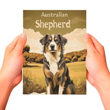 Imagem de Placa Decorativa Raças Cachorro Vintage Pastor Australiano Cor: Sortid