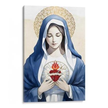 Imagem de Quadro decorativo Imaculado Coração de Maria watercolor - Art Canvas, 